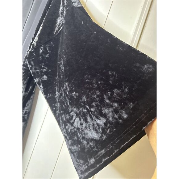 Shimera Velour Kimono Cardigan Black Open Front Chiffon Trim 3/4 Sleeve Sz Large - Picture 5 of 6